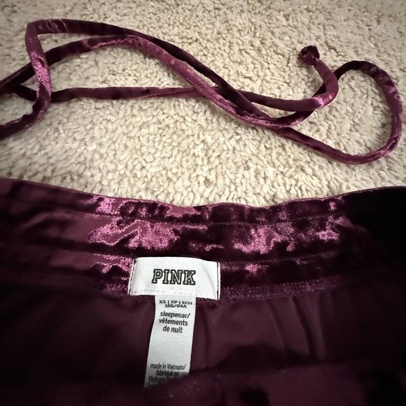 PINK Victoria's Secret Velvet Pajama Set in Rich Purple - Picture 3 of 3